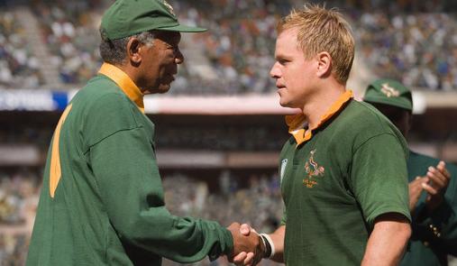 Rugby becomes a symbol of unity in Clint Eastwood's film Invictus, starring Morgan Freeman and Matt Damon