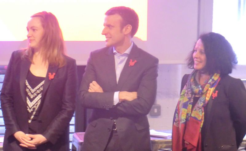 From left to right: Axelle Lemaire, Emmanuel Macron and H.E. Sylvie Bermann