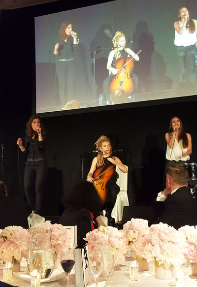 Lucie, Juliette and Elisa during their concert at the French Chambre dinner gala